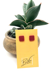 Square Studs - Bordeaux